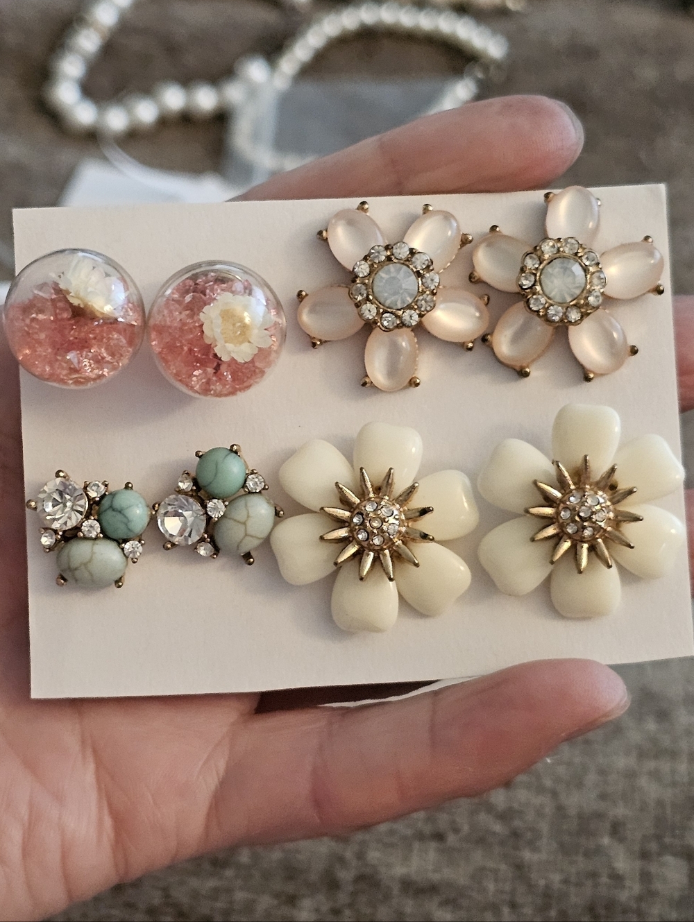 Clearance Sale!  Assorted Floral and Gemstone Stud Earring Set